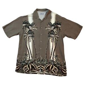 Windham Pointe Tropical Palm Print Short Sleeve Button 100% Rayon Men's Size XL